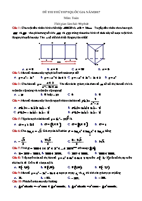 Đề thi thử THPT quốc gia năm học 2017 môn Toán học 12